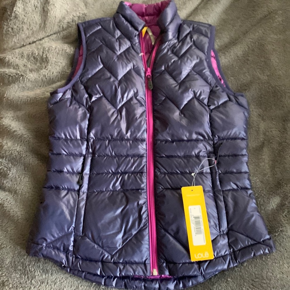 Lole down vest in purple. Brand new w/ tags